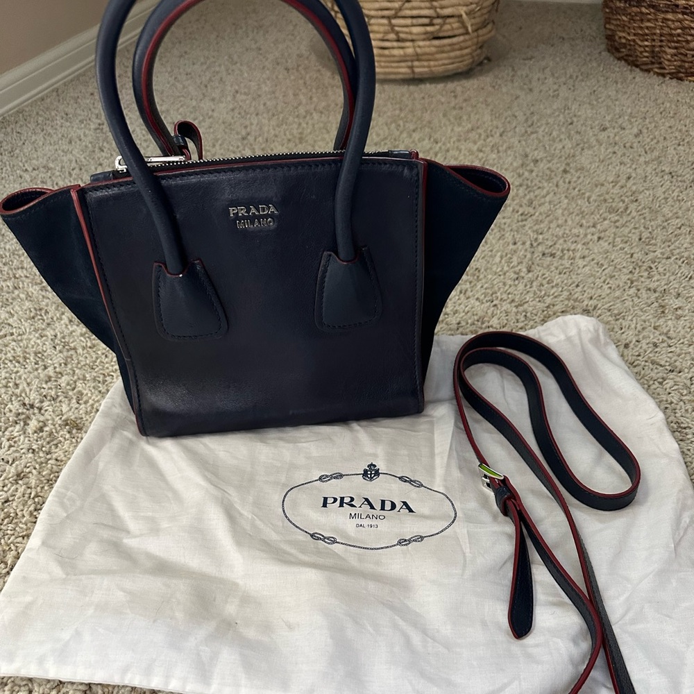 Navy PRADA tote purse